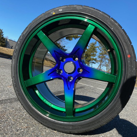 powder coated wheel dormant green