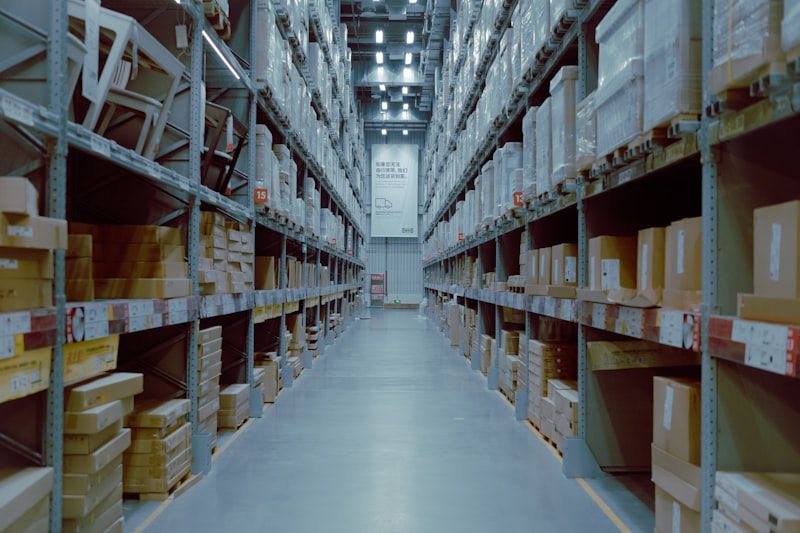 Warehouse shelves stocked and ready to ship