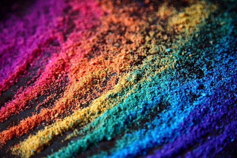 Close up of vibrant coloured powder