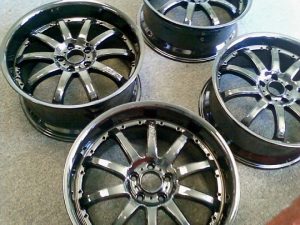 Dark chrome powder coated wheels