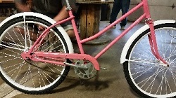 Pink powder coated push bike