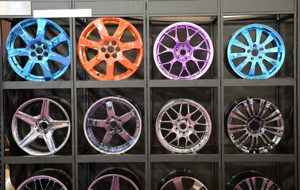 colored wheels in grid pattern