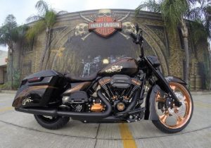 Black and gold Harley Davidson Motocycle