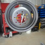 Wheel coated with silver powder coating by 3 Nails PC