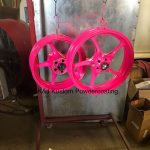 2 neon pink powder coated wheels