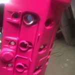 neon pink valve cover for mustang car